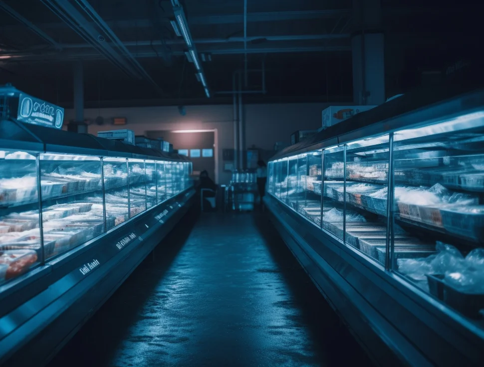 Mercadería dentro de una cámara frigorífica de comercio